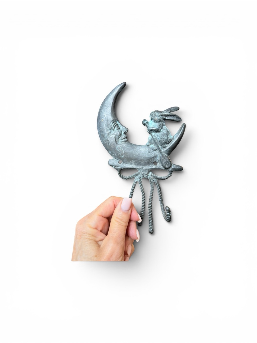 Rare Vintage Bronze Moon & Rabbit Wall Hook - Picture 10 of 12